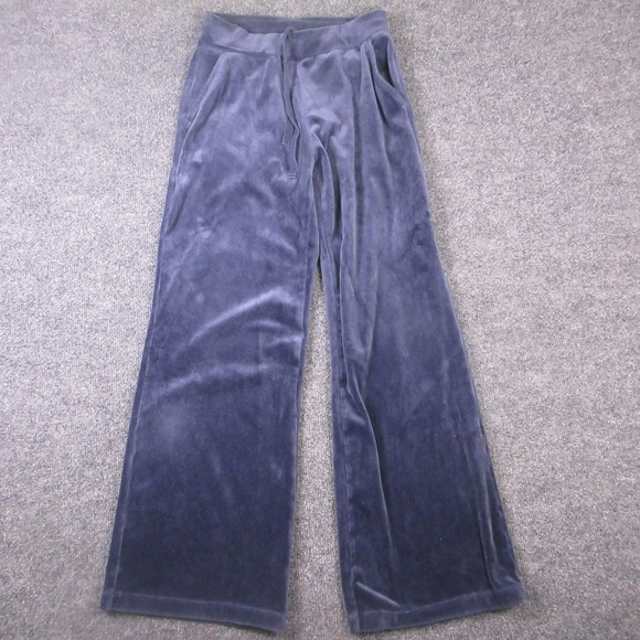Uniqlo Pants - Uniqlo Sweatpants Womens XS Blue Velour Wide Leg Elastic Waist Lounge‎ Stretch